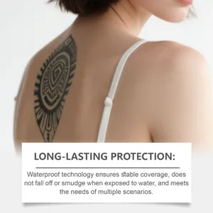 Detailed view of Jaysuing waterproof tattoo cover-up sticker patch applied to back skin