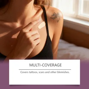Close-up showing tattoo concealer cream effectively covering a dark ink tattoo on skin