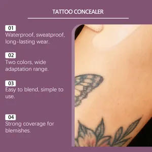 Detail view showing the strong coverage effect of waterproof tattoo concealer on skin blemishes