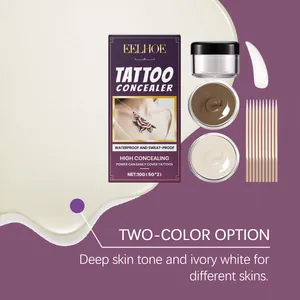 Close-up of EELHOE tattoo concealer set showing deep and ivory white cream textures
