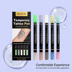 Detalle completo del set de rotuladores de tatuaje temporal con 10 colores nacarados