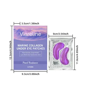 Dimensiones detalladas del envase y sobre de los parches de colágeno para ojos Viareline