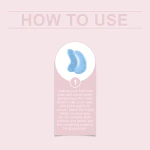 Guide d'instruction pour l'application de patchs hydratants pour les yeux bleu pailleté
