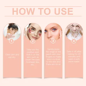 Instructional steps for applying collagen eye masks for 20 minutes to rejuvenate skin