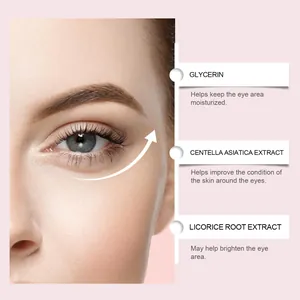 Vue détaillée du contour des yeux montrant la glycérine et l'extrait de centella.