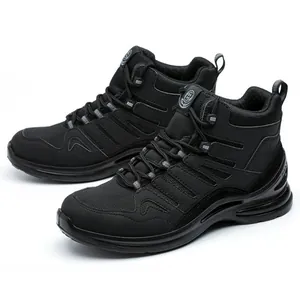 Professional high-top insulated safety work boots with steel toe and anti-puncture sole in black