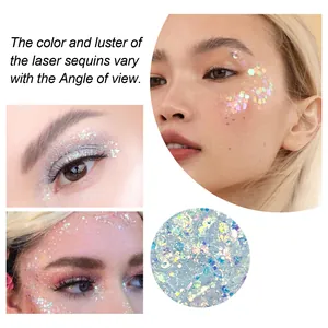 Gel corporal con purpurina láser holográfica para maquillaje de fiesta EELHOE