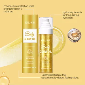 Detailed view of EELHOE Shimmer Body Oil with SPF 30 for a radiant, glowing skin look