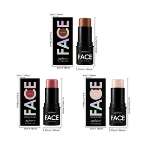 Detailed dimensions of zephoco makeup sticks including highlighter, blush and bronzer.