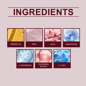 Premium cosmetic ingredients for berry blush powder with mineral oil and mica macro textures