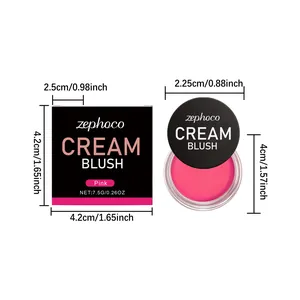 Dimensiones del rubor en crema zephoco y su caja, con 4,2 cm de altura y 2,25 cm de tapa.
