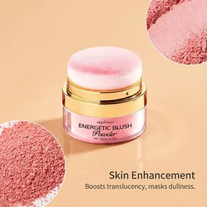 Close-up macro view of zephoco coral red energetic blush powder with fine texture details