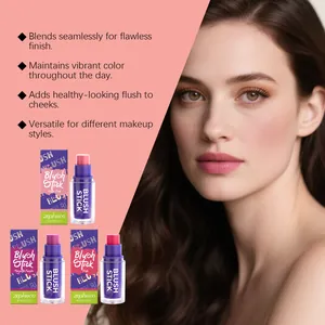 Close-up showing smooth application of Zephoco moisturizing blush stick on model's cheeks
