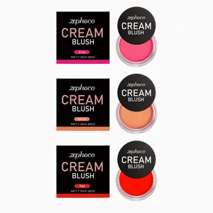 Zephoco Colorete en Crema Radiante y Suave para Maquillaje Diario Brillo Natural Rosa Naranja Rojo Productos Cosméticos de Larga Duración