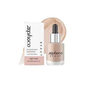 Συμπυκνωμένο Υγρό Highlighter Zephoco σε Light Gold απόχρωση με δείγμα προϊόντος φόντο