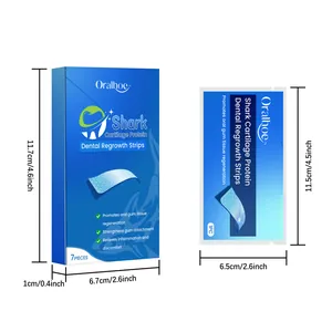 Detailed view of Oralhoe dental regrowth strips packaging with precise dimensions shown