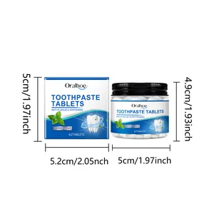 Dimensions détaillées pour les comprimés dentifrices à la menthe Oralhoe