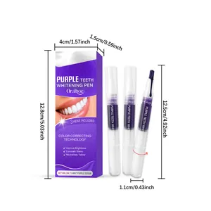 Detailed dimensions of Oralhoe purple teeth whitening pen set including three pens.