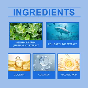 Detailed ingredients list for teeth whitening strips: Peppermint, Collagen, and Glycerin.