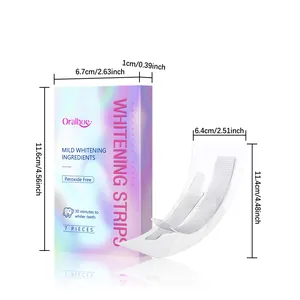 Detailed size specifications for ORALHOE gentle teeth whitening strips 7 pieces set