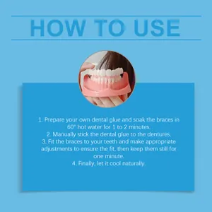 Instructional guide for dental repair kit showing four simple steps for a comfortable fit