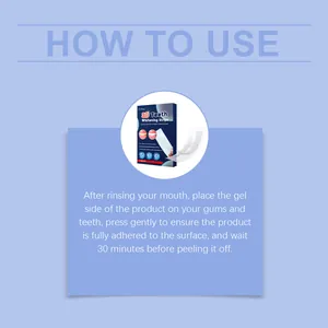 Detailed instructions for using 3D teeth whitening strips showing the application steps