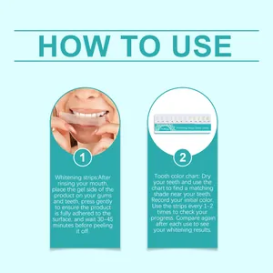 Step-by-step instructions for using Oralhoe teeth whitening strips with shade guide