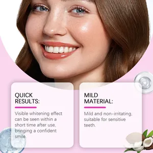 Close-up of a bright smile showing whitening results of mild tooth cleaning strips.