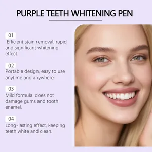 Professional purple teeth whitening pen for stain removal and a bright, radiant smile