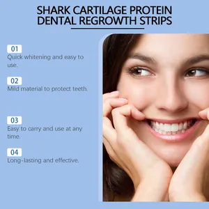 Woman smiling showing white teeth with benefits of shark cartilage protein strips