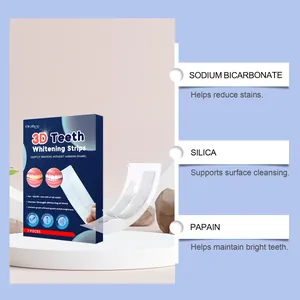 Oralhoe 3D teeth whitening strips detail showing active ingredients like silica.