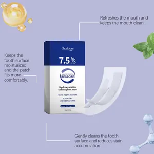 Oralhoe 7.5% nHAP teeth whitening strips with refreshing mint flavor detail view