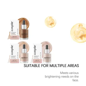 Λεπτομερής προβολή των υγρών highlighter Zephoco σε τρεις λαμπερές αποχρώσεις