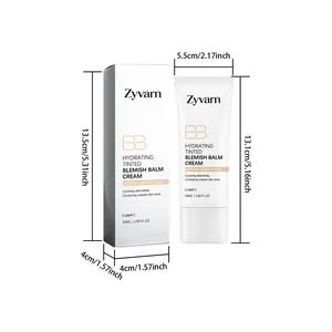Dimensiones detalladas de la BB cream hidratante con color Zyvarn en el tono claro.