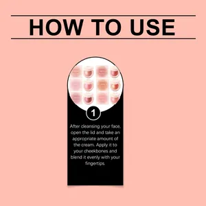 Step-by-step instructional guide for Zephoco silk powder cream blush application