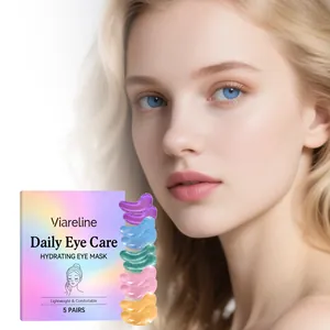 Detail der Viareline Hyaluron-Augenmasken mit 5 Paaren in lebendigen bunten Farben