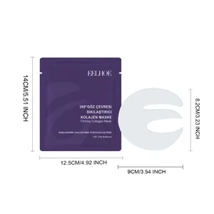 Dimensiones del parche de colágeno reafirmante EELHOE para ojos y empaque 14x12.5cm