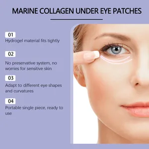 Parches profesionales de hidrogel con colágeno marino para hidratación profunda de ojos.