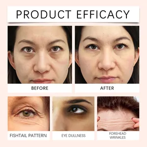 Collagen eye mask product efficacy showing before and after treatment of wrinkles