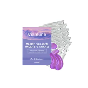 Parches para ojos de colágeno marino Viareline con niacinamida y ácido hialurónico, 12 pares