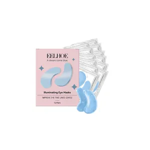 Masques yeux bleus EELHOE pour hydratation et ridules, coffret de 12 paires