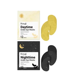 Mascarillas de Ojos de Hidrogel Hidratantes Reafirmantes Piel de Ojos Oro Negro Reparación Día Noche Parches para Ojeras