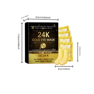 Product dimensions for EELHOE 24K gold eye mask packaging and individual sachets