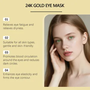 Detailed presentation of 24k gold eye mask benefits and professional skincare model