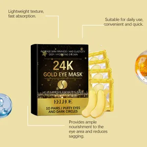 Detail view of EELHOE 24K gold eye mask set for firming and reducing puffy eyes and circles.