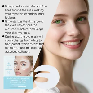 Detalle de la mascarilla de colágeno para ojos que muestra beneficios hidratantes profundos