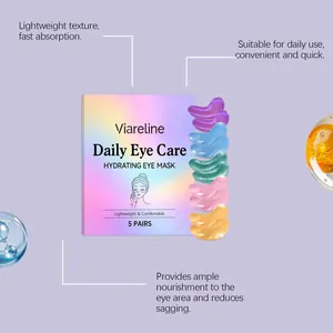 Detailansicht der feuchtigkeitsspendenden Viareline-Augenmasken mit bunten Gel-Patches
