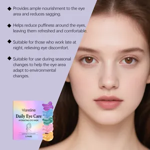 Detail der Viareline Daily Eye Care Augenmaske mit bunten Gel-Pads und Produktvorteilen