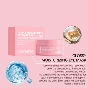 Vista detallada del empaque de la mascarilla para ojos Viareline con instrucciones de uso