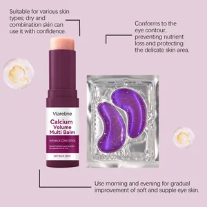 Viareline Feuchtigkeitspflege-Set mit Collagen-Balsam-Stick und lila Augenpads